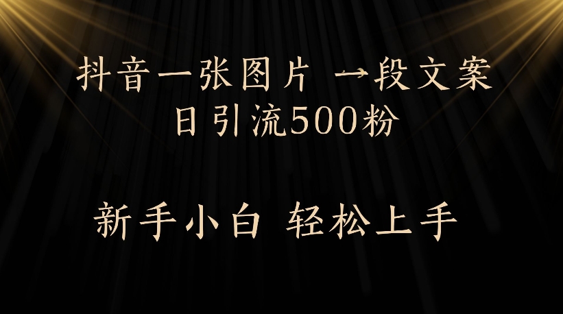 抖音一张图片，一段文案日引流500粉，新手小白 轻松上手云创网-网创项目资源站-副业项目-创业项目-搞钱项目云创网