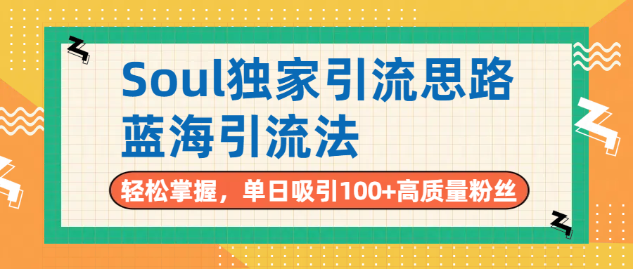 Soul独家引流思路，单日吸引100+高质量粉丝，蓝海引流法，轻松掌握云创网-网创项目资源站-副业项目-创业项目-搞钱项目云创网