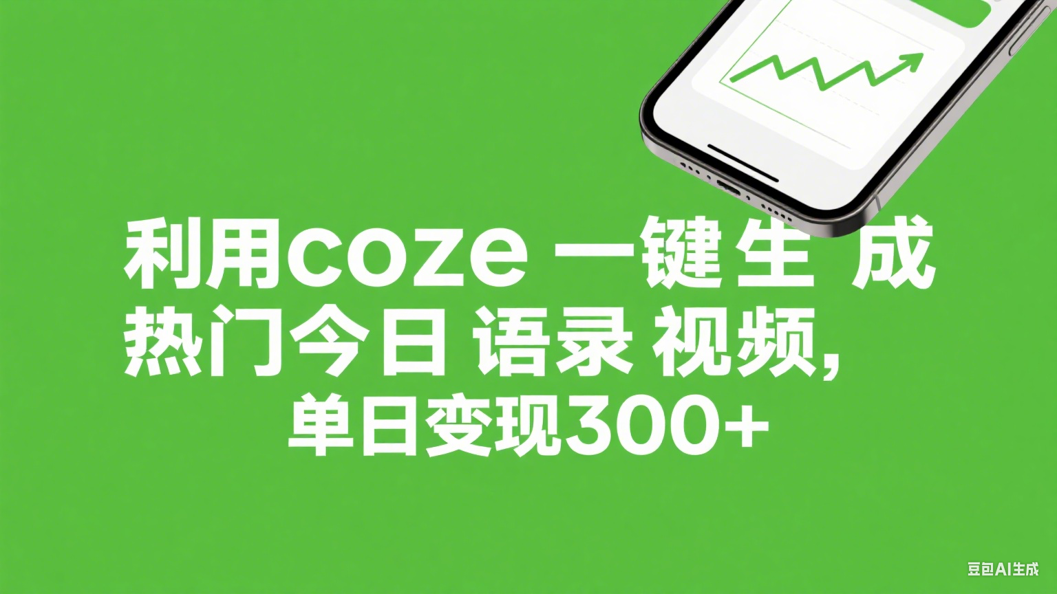 利用coze一键生成热门今日语录视频，单日变现300+云创网-网创项目资源站-副业项目-创业项目-搞钱项目云创网
