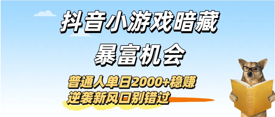 抖音小游戏暗藏暴富机会！普通人单日2000+稳赚，逆袭新风口别错过云创网-网创项目资源站-副业项目-创业项目-搞钱项目云创网