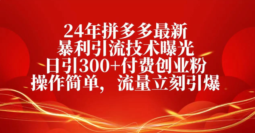 25年拼多多最新暴利引流技术曝光、日引300+付费创业粉操作简单，流量立刻引爆云创网-网创项目资源站-副业项目-创业项目-搞钱项目云创网
