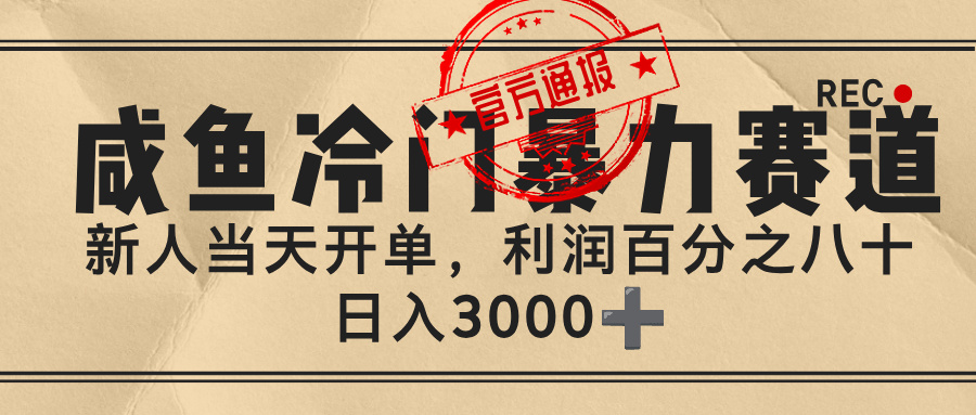 闲鱼，冷门暴力赛道，一单 80%利润，新人轻松日入 3000+云创网-网创项目资源站-副业项目-创业项目-搞钱项目云创网