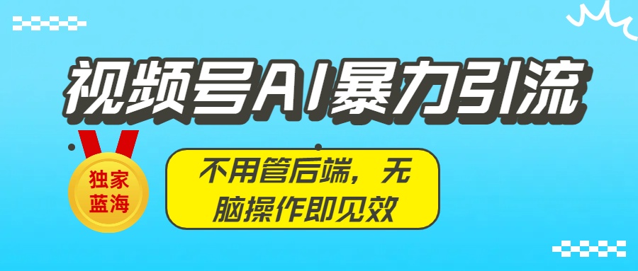 独家蓝海！视频号AI暴力引流：不用管后端，无脑操作即见效云创网-网创项目资源站-副业项目-创业项目-搞钱项目云创网