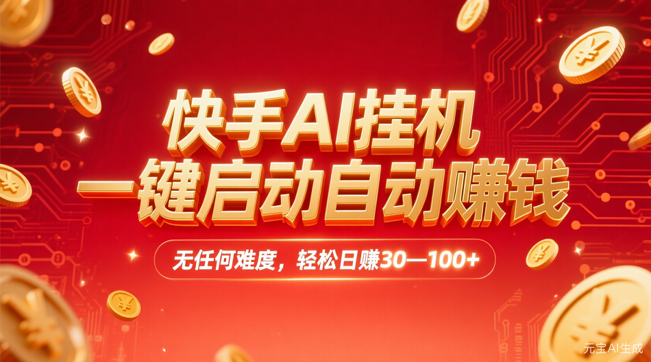 快手AI，一键启动自动赚钱 无任何难度，轻松一天30—100+云创网-网创项目资源站-副业项目-创业项目-搞钱项目云创网