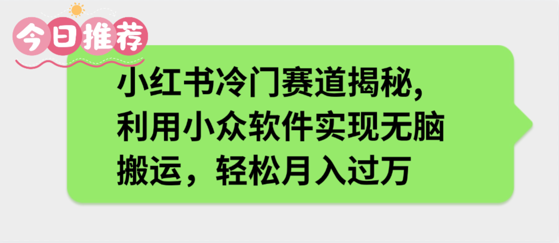 小红书冷门赛道揭秘,利用小众软件实现无脑搬运，轻松月入过万云创网-网创项目资源站-副业项目-创业项目-搞钱项目云创网