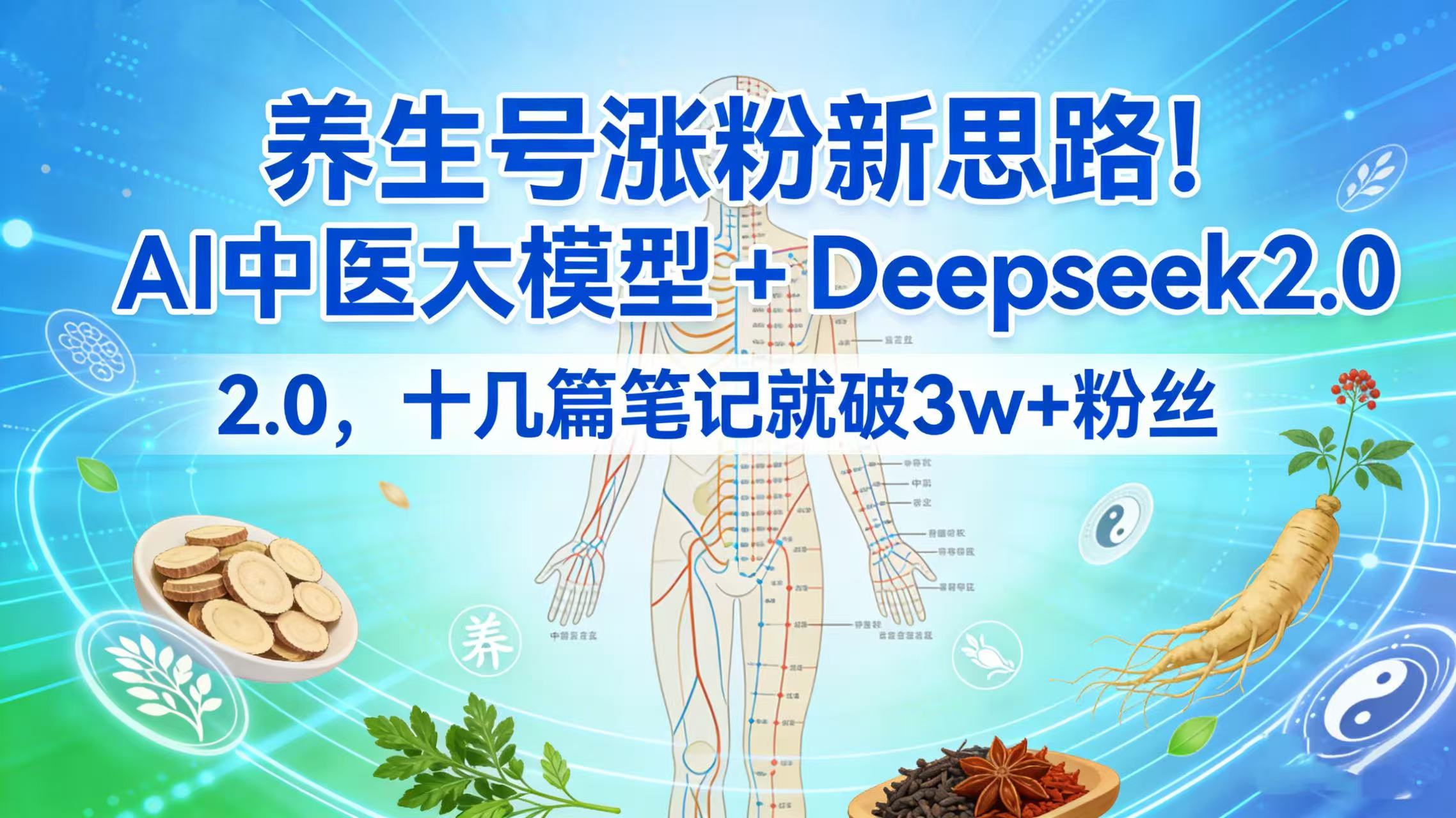 养生号涨粉新思路！AI 中医大模型 + Deepseek 2.0，十几篇笔记就破 3w + 粉丝云创网-网创项目资源站-副业项目-创业项目-搞钱项目云创网