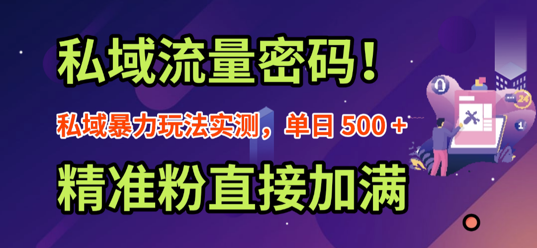 私域流量密码！私域暴力玩法实测，单日 500 + 精准粉直接加满云创网-网创项目资源站-副业项目-创业项目-搞钱项目云创网