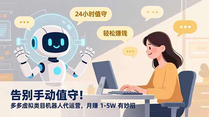 告别手动值守！多多虚拟类目机器人代运营，月赚 1-5W 有妙招云创网-网创项目资源站-副业项目-创业项目-搞钱项目云创网