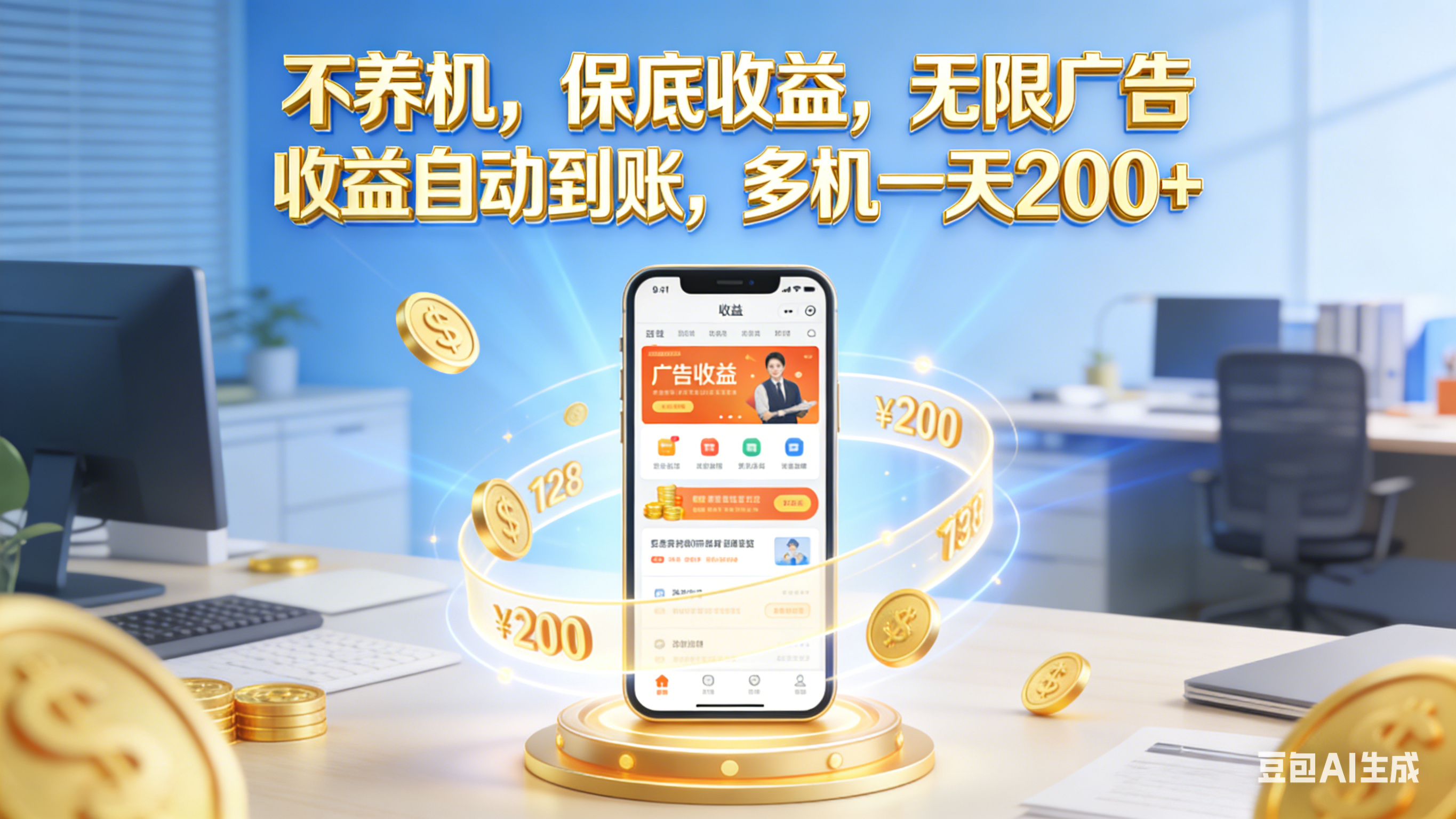 不养机，保底收益，无限广告，收益自动到账，多机一天200+云创网-网创项目资源站-副业项目-创业项目-搞钱项目云创网