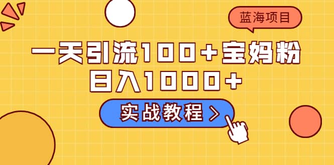 一天引流100+宝妈粉，日入1000+的蓝海项目（实战教程）云创网-网创项目资源站-副业项目-创业项目-搞钱项目云创网