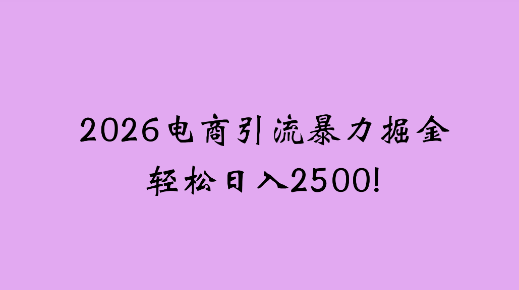 2026电商引流新玩法,日引200,日可入2500+云创网-网创项目资源站-副业项目-创业项目-搞钱项目云创网