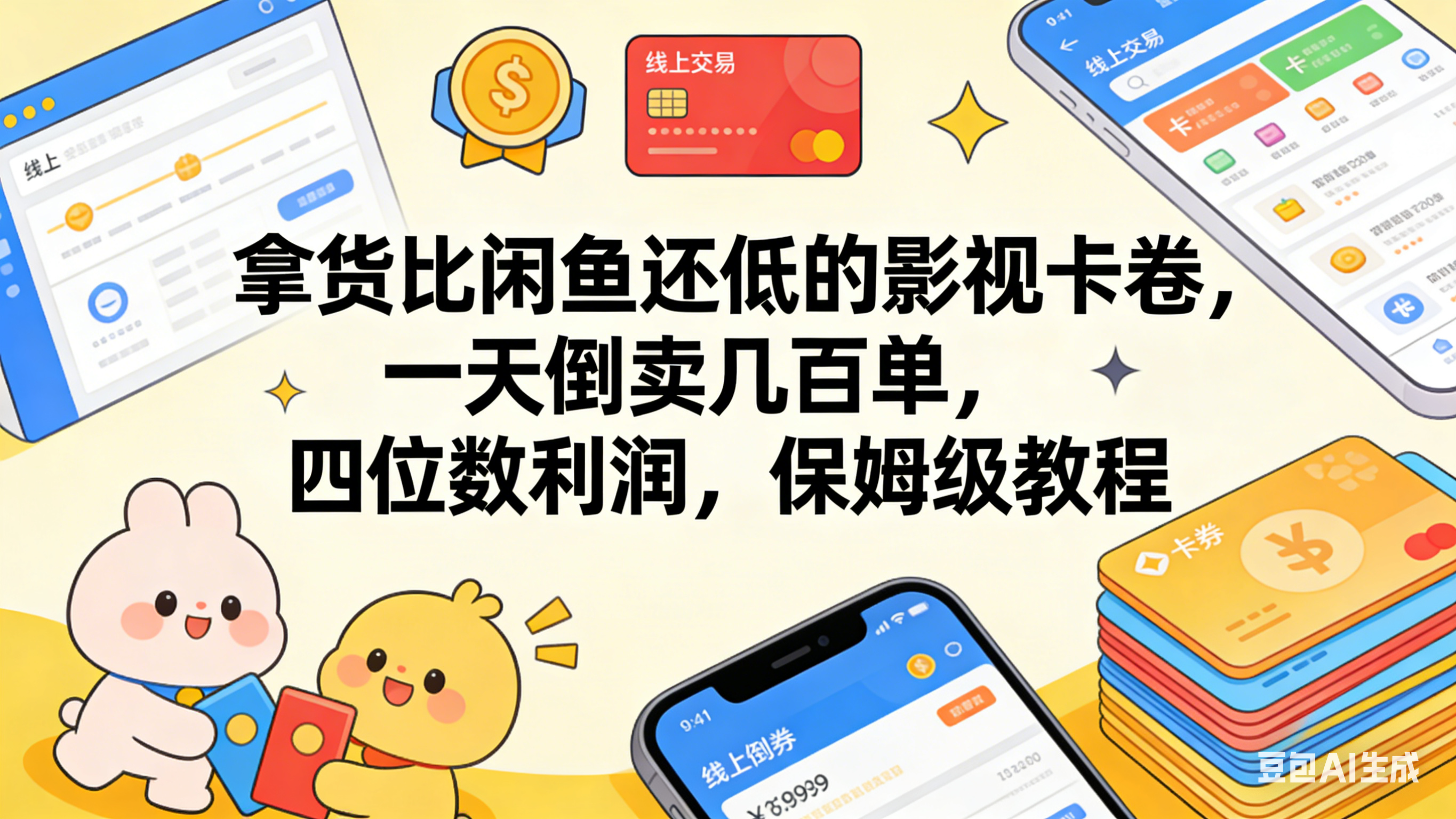 拿货比闲鱼还低的影视卡卷，一天倒卖几百单，四位数利润，保姆级教程云创网-网创项目资源站-副业项目-创业项目-搞钱项目云创网